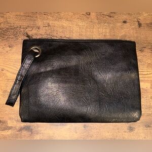 NWOT Woman’s Black Leather Evening Clutch